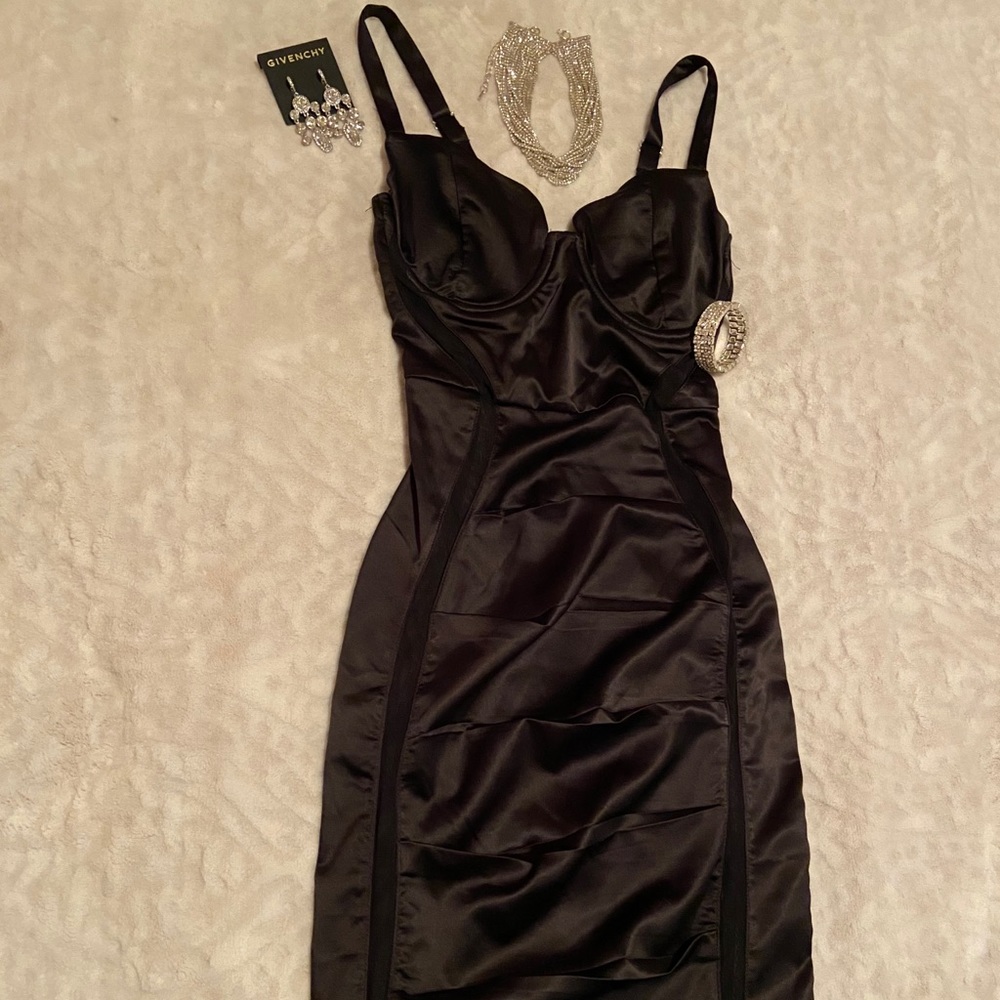 Black Satin Corset Dress